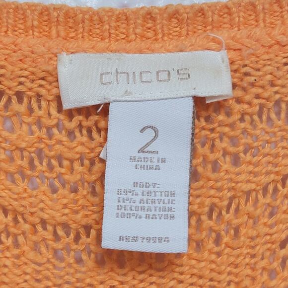 Chicos Orange Knit Dolman Sweater Top Oversize 582 - Picture 3 of 13